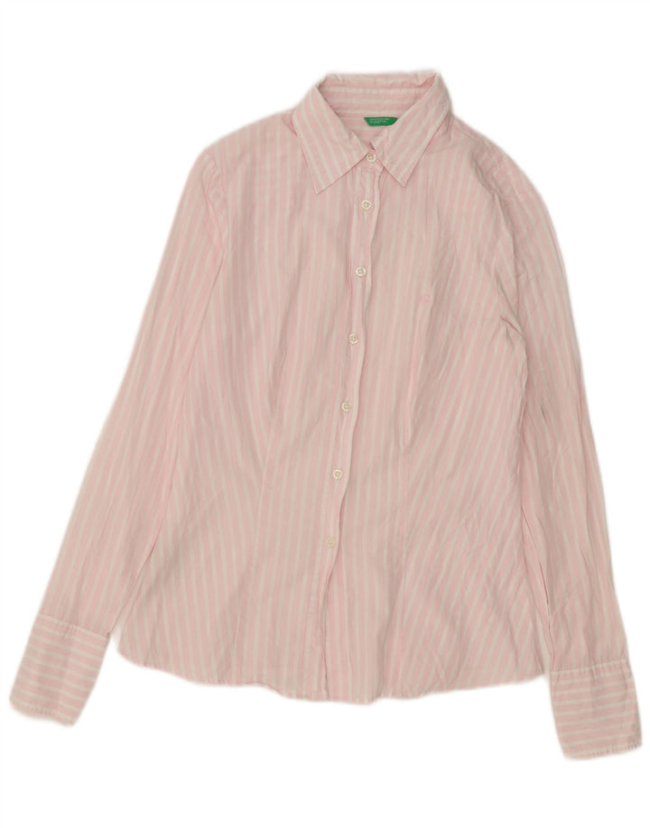 BENETTON Womens Shirt UK 14 Medium Pink Striped