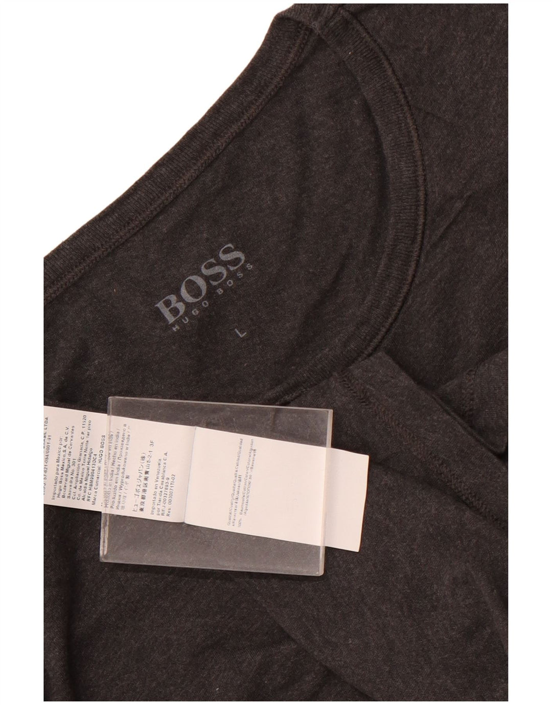 HUGO BOSS T-Shirt Femme Top UK 16 Large Gris Coton