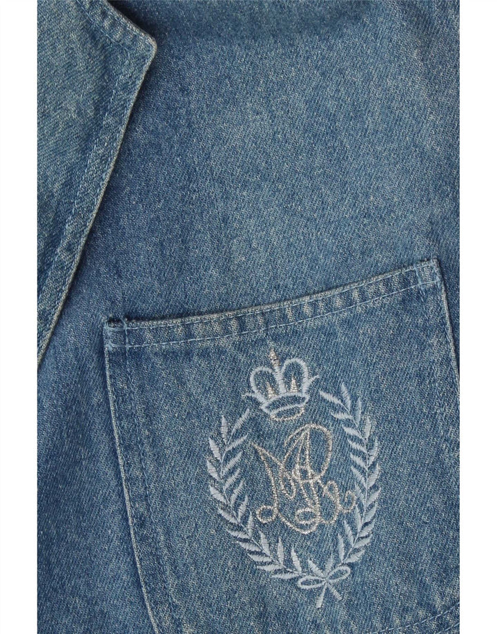 vintage Femmes 2 Bouton Denim Blazer Veste UK 18 XL Bleu