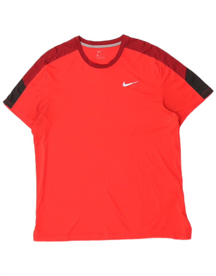 Nike T-Shirt Homme Haut XL Rouge Colorblock Polyester