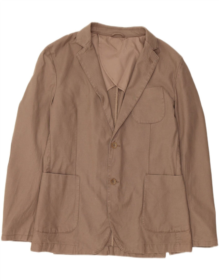 Benetton Veste Blazer 2 Boutons Homme IT 52 XL Beige Coton