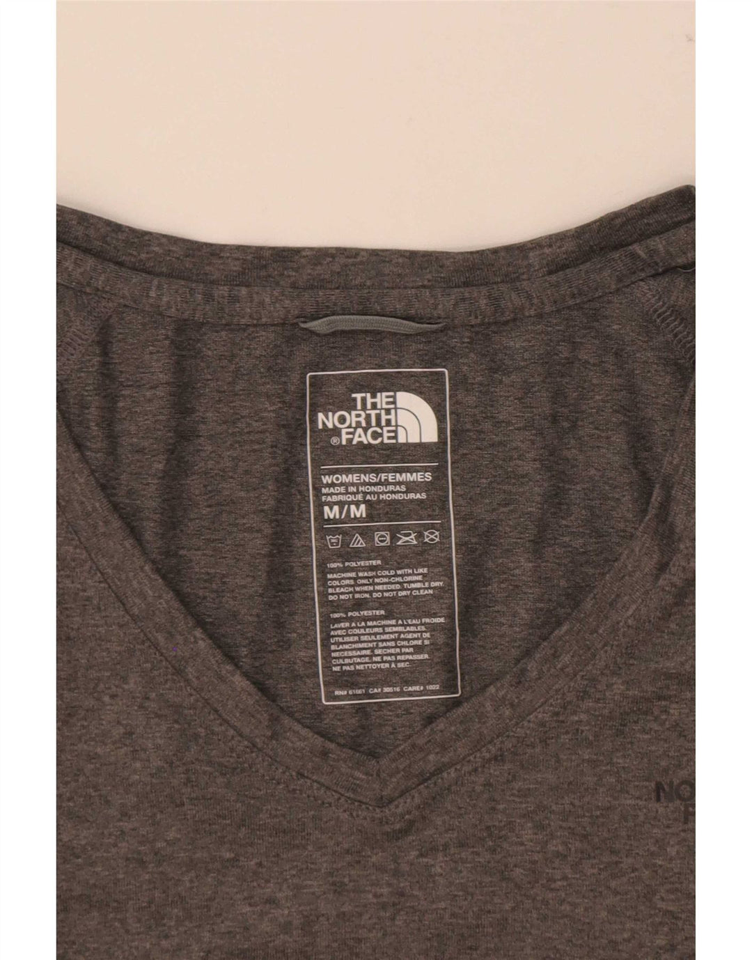 The North Face T-Shirt Femme Top UK 12 Gris Moyen Polyester Moucheté