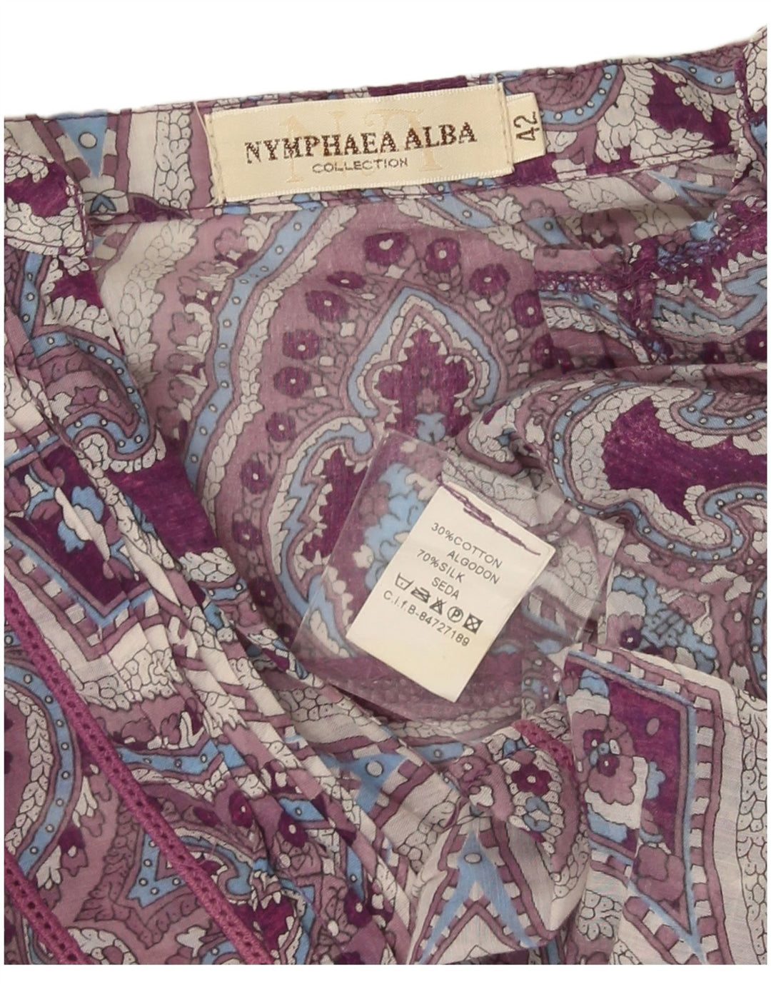 Nymphaea Alba Tunique à manches longues pour femme IT 42 Violet moyen en soie cachemire