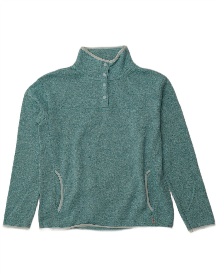 EDDIE BAUER Sweat-shirt à col boutonné pour femme UK 14 Turquoise moyen