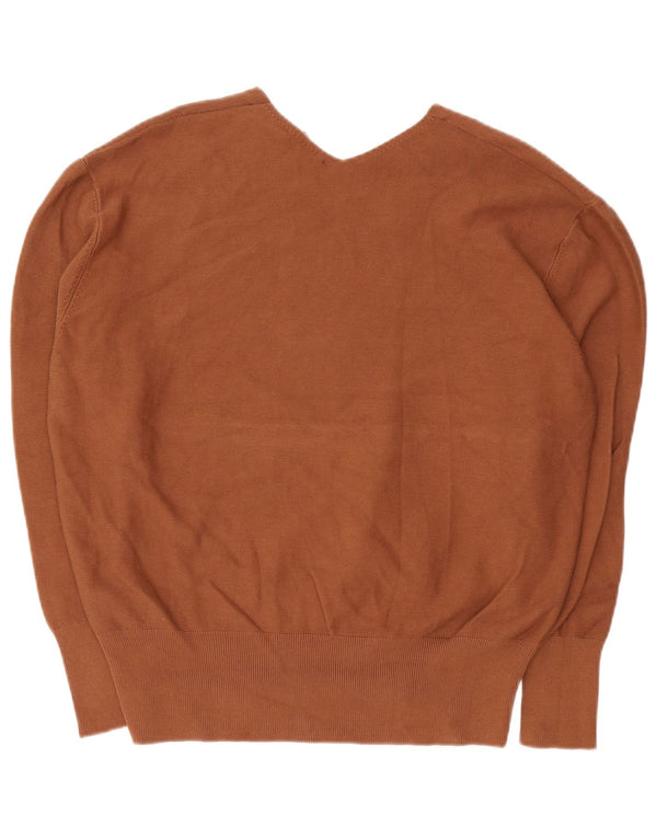 Zara Pull surdimensionné à col en V pour femme UK 16 Grand coton marron