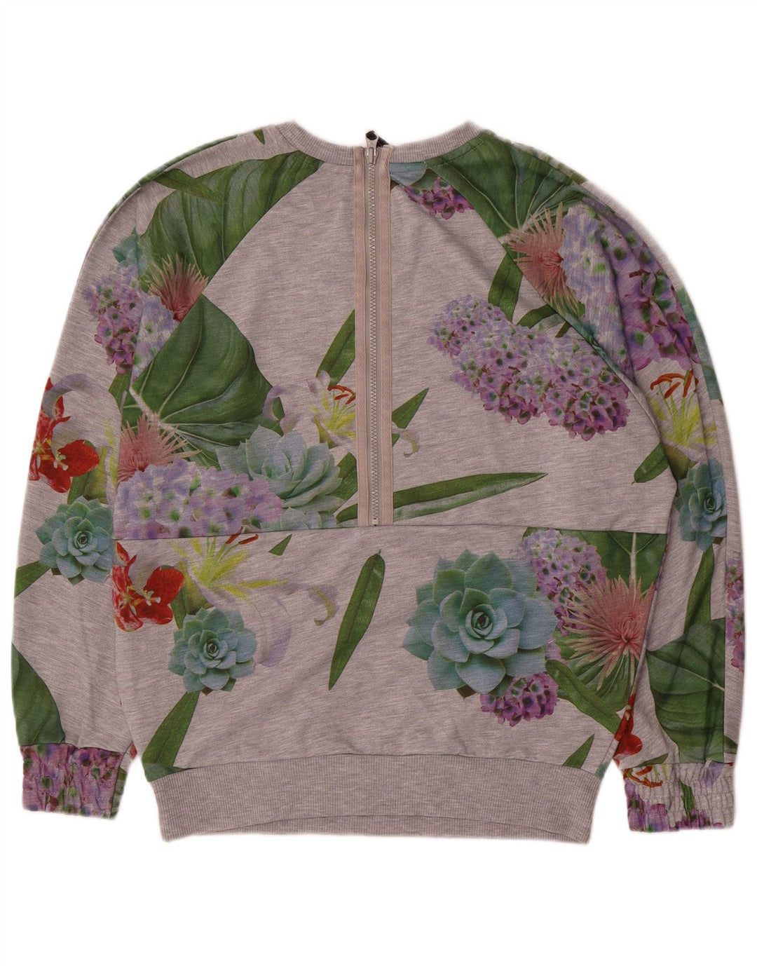 Adidas Sweat-shirt surdimensionné graphique pour femme UK 12 Gris moyen floral