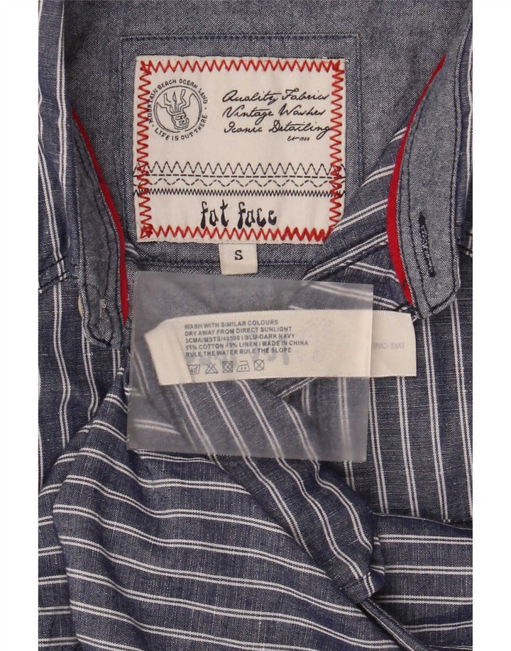 Chemise à Manches Courtes Homme Fat Face Petit Coton Rayé Bleu