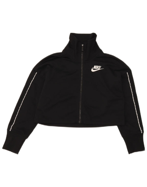 Nike Femme Crop Survêtement Top Veste UK 10 Petit Noir Polyester