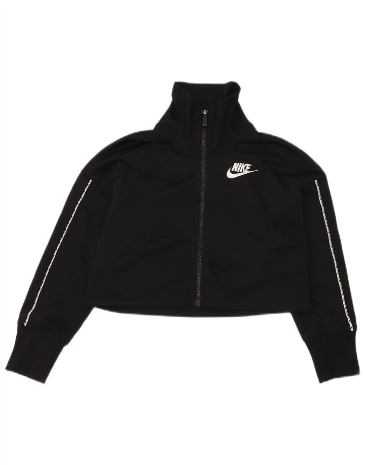 Nike Femme Crop Survêtement Top Veste UK 10 Petit Noir Polyester