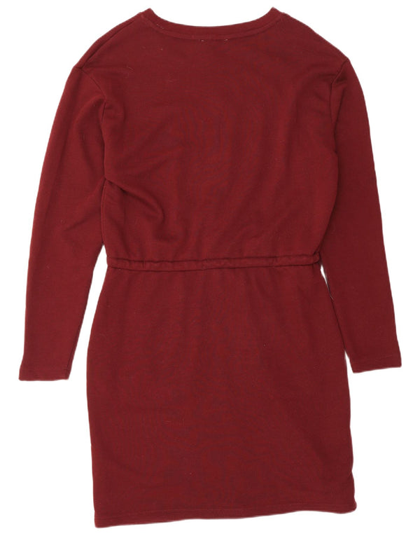 Calvin Klein Robe pull graphique pour femme UK 14 Coton bordeaux moyen
