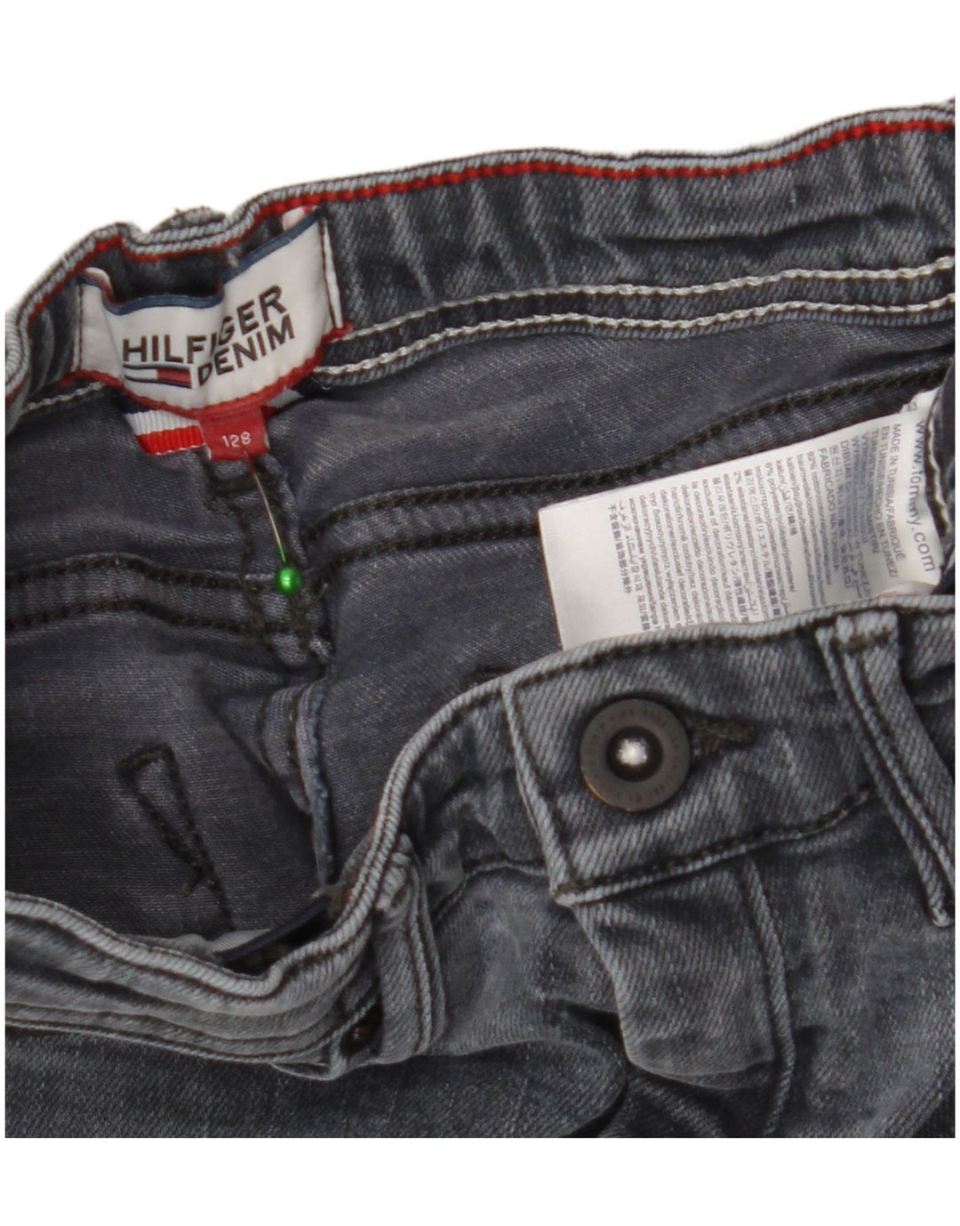 TOMMY HILFIGER Jean skinny fille 7-8 ans W20 L22 Gris Coton