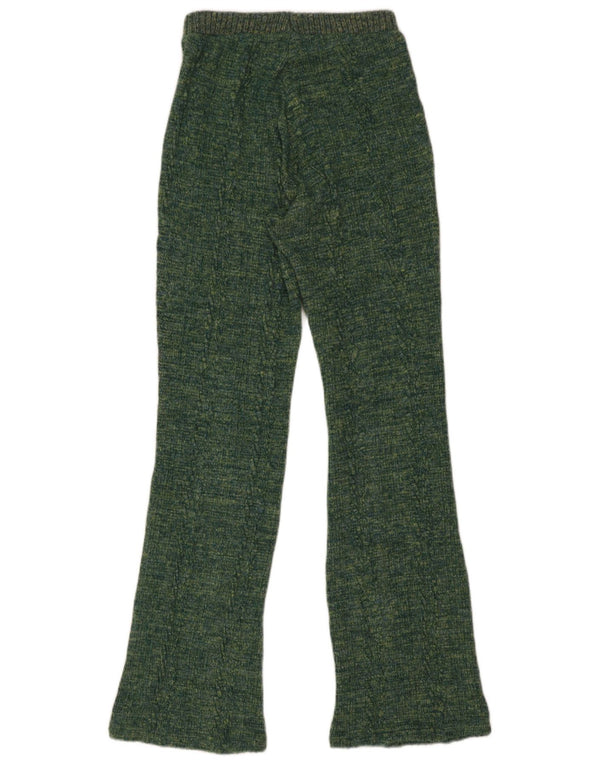 Zara Pantalon évasé en tricot pour femme Petit W26 L31 Vert moucheté