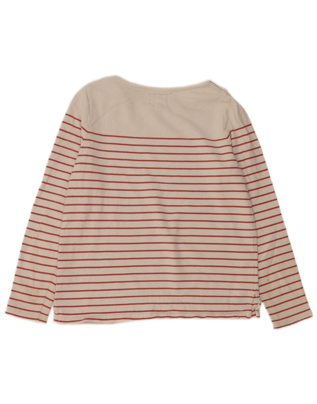 FAT FACE Haut Femme Manches Longues UK 8 Petit Coton Rayé Blanc Cassé