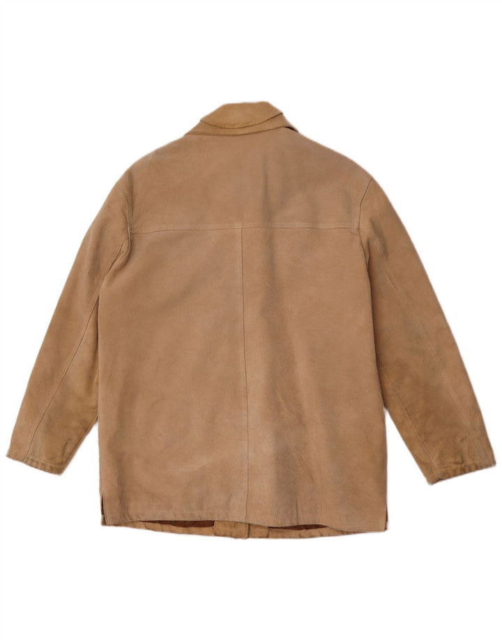 veste en daim femme vintage IT 44 cuir beige moyen