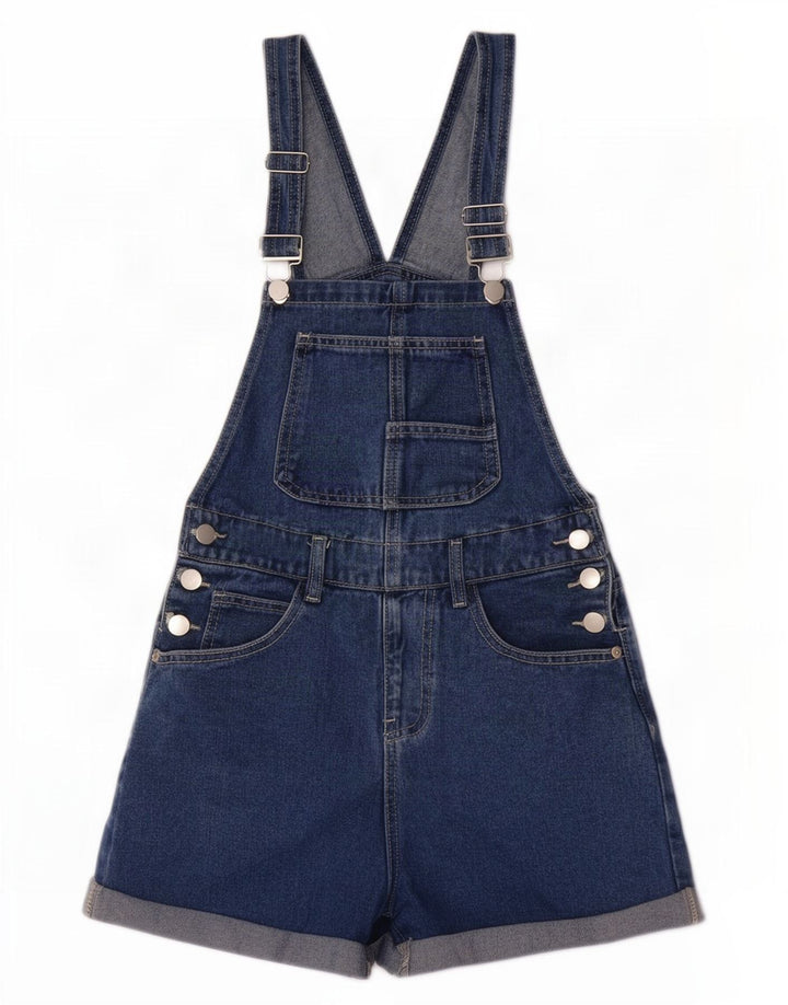 vintage Femme Salopette Denim Shorts W28 Bleu Moyen