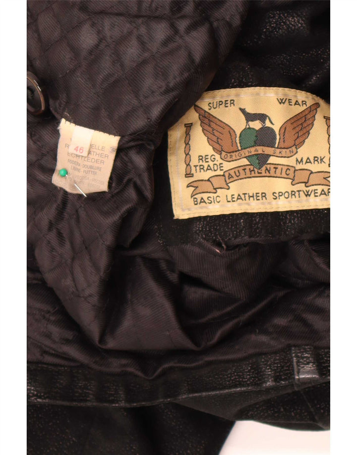 Veste en cuir surdimensionnée Vintage Womens IT 46 Large Black