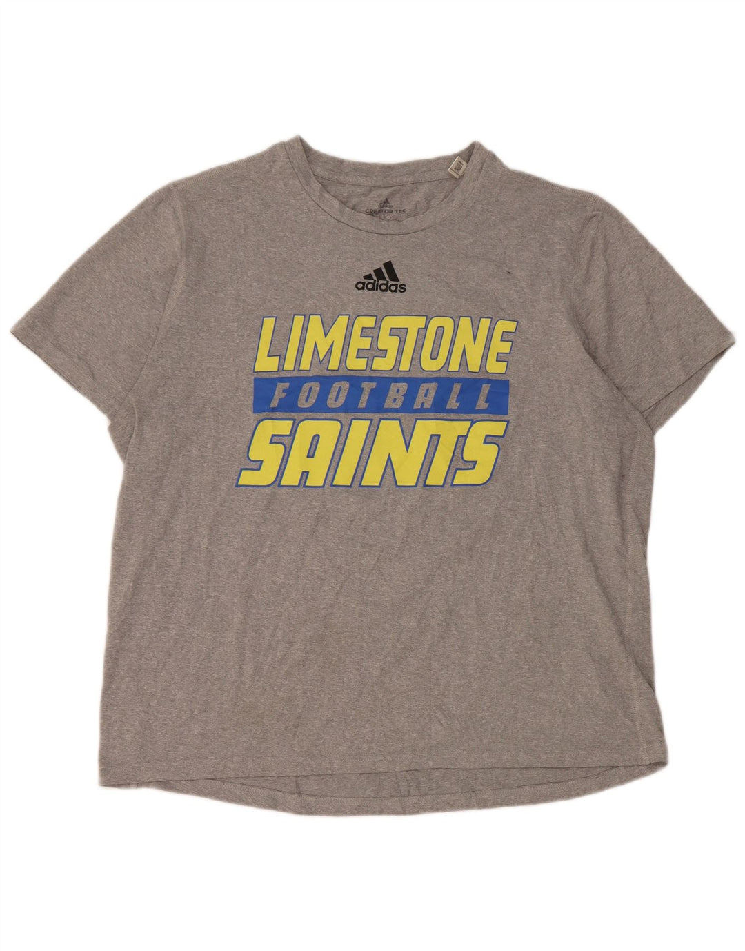 Adidas Mens Limestone Saints Graphic T-Shirt Top Large Gris Polyester