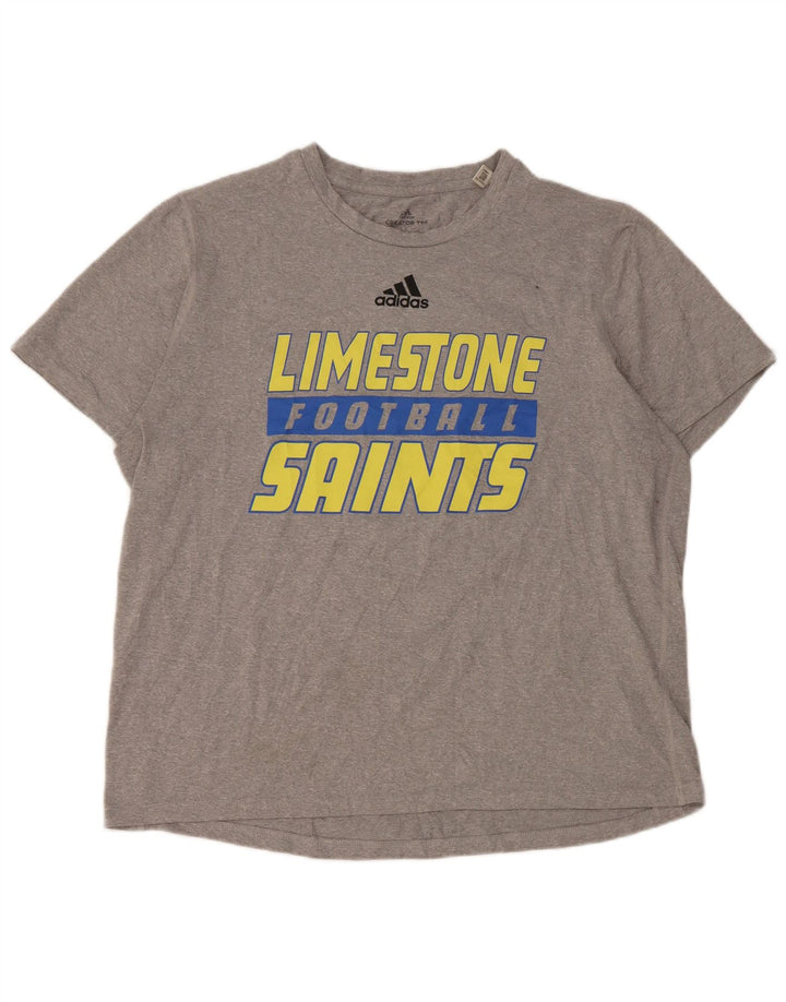 Adidas Mens Limestone Saints Graphic T-Shirt Top Large Gris Polyester