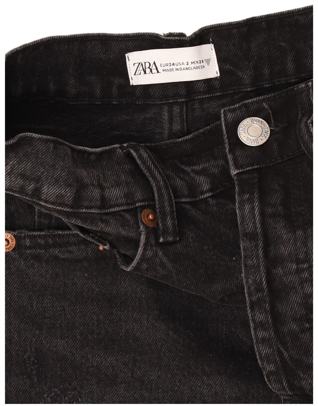 Zara Short en jean pour femme EU 34 2XS W24 Noir