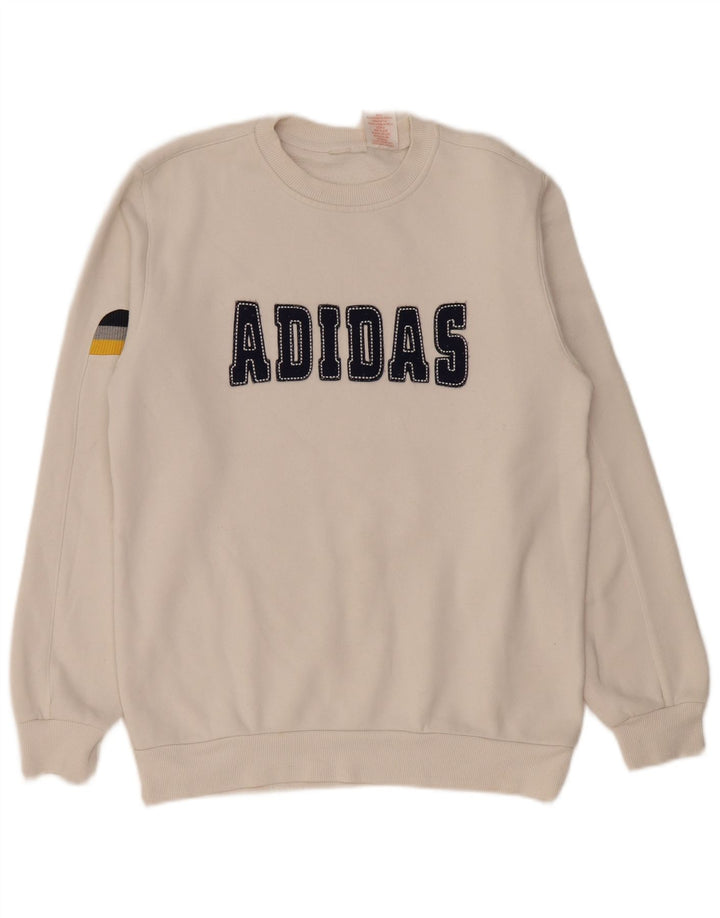 Adidas Sweat-shirt graphique pour femme UK 14 en coton blanc moyen