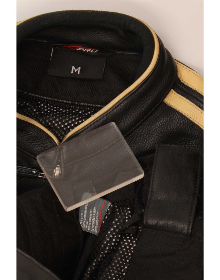 XPro Veste de motard en cuir pour homme UK 38 Medium Noir Rayé