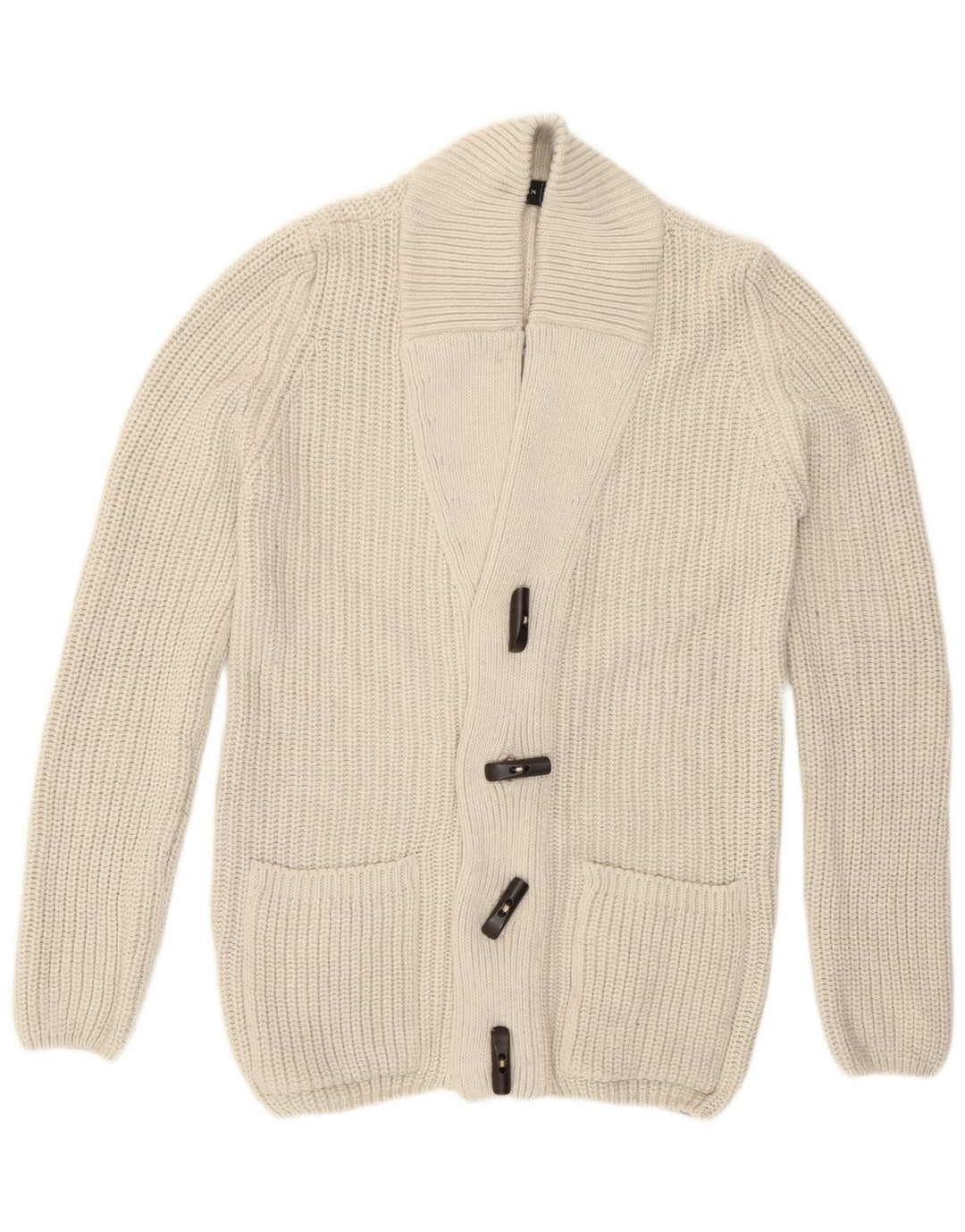 Zara Homme Duffle Buttons Cardigan Pull Medium Off White Acrylique