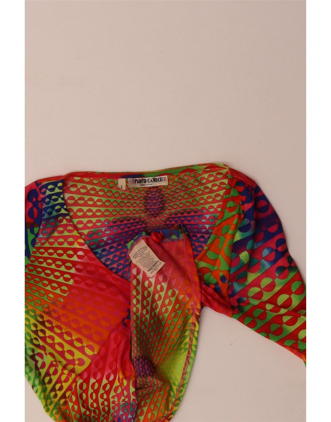 Naracamicee Womens Crop Top UK 12 Moyen Soie Géométrique Multicolore