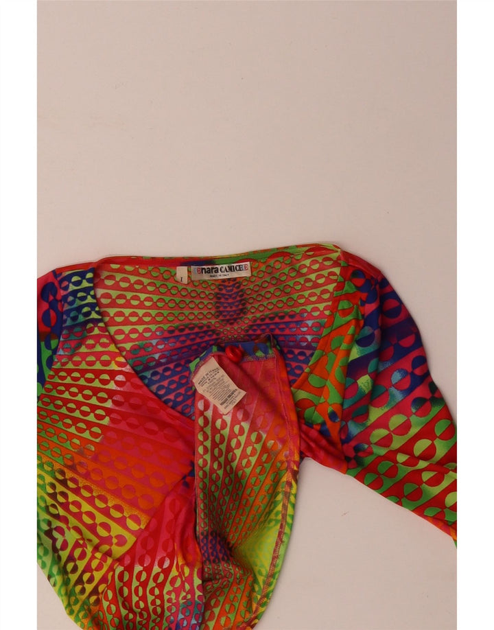 Naracamicee Womens Crop Top UK 12 Moyen Soie Géométrique Multicolore