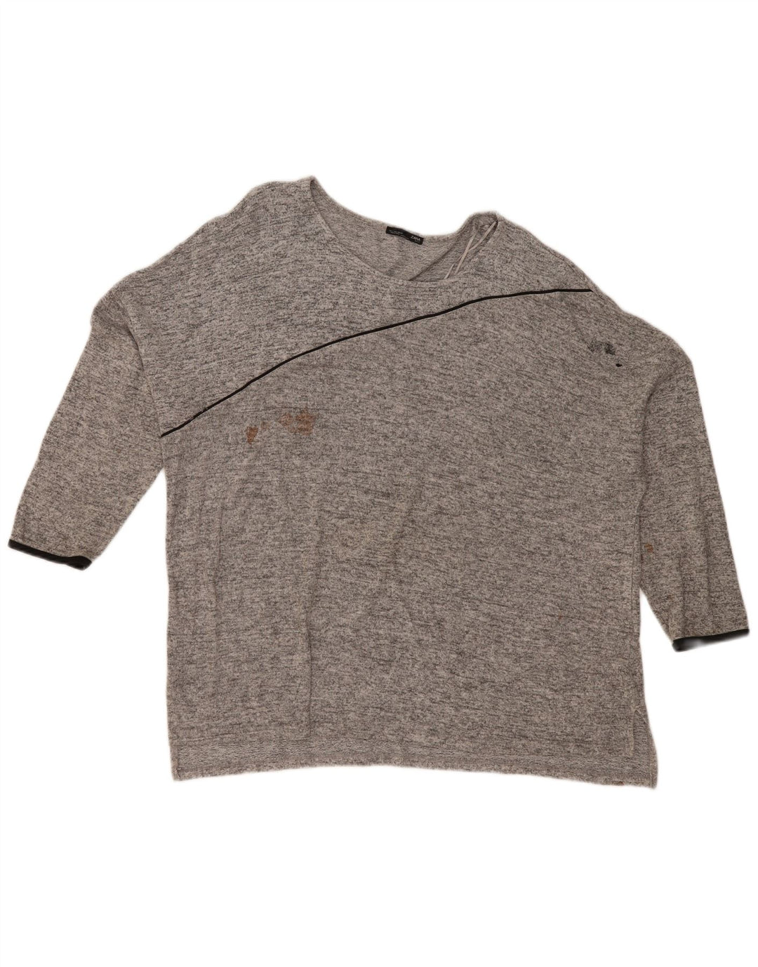 Zara Femme Haut Oversize Manches 3/4 UK 16 Grand Gris Moucheté