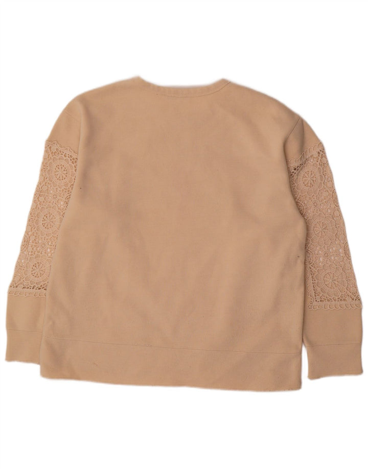 Zara Sweat-shirt surdimensionné pour femme UK 14 en coton floral beige moyen
