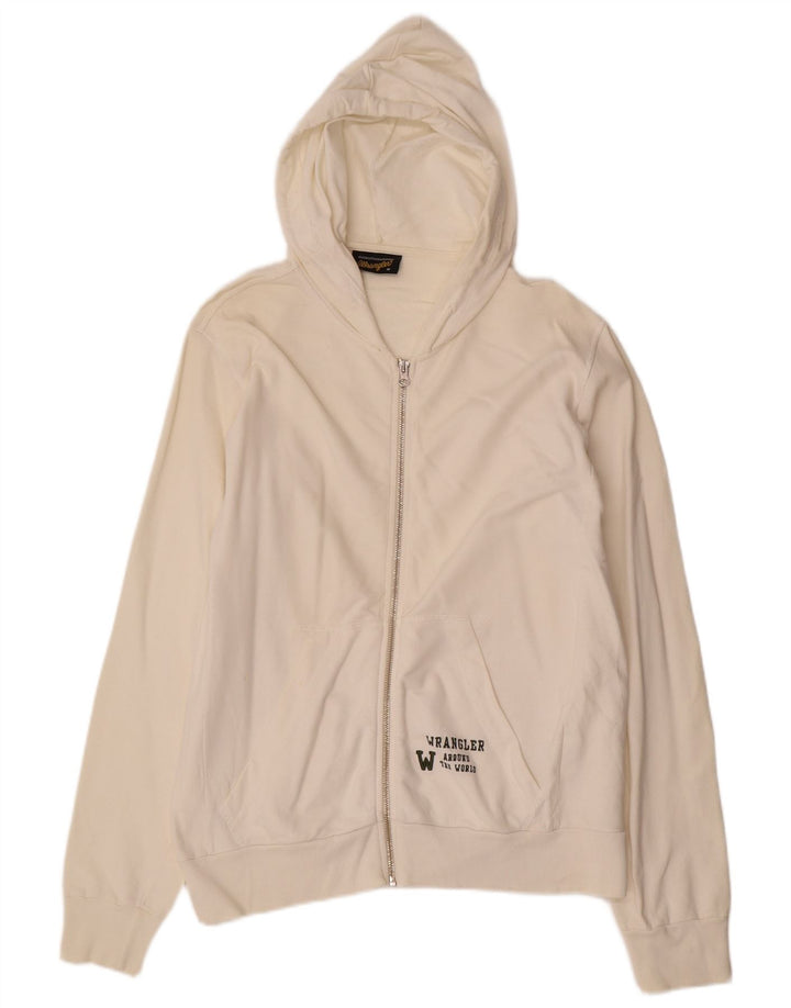 Wrangler Pull à capuche zippé pour homme en coton blanc cassé moyen