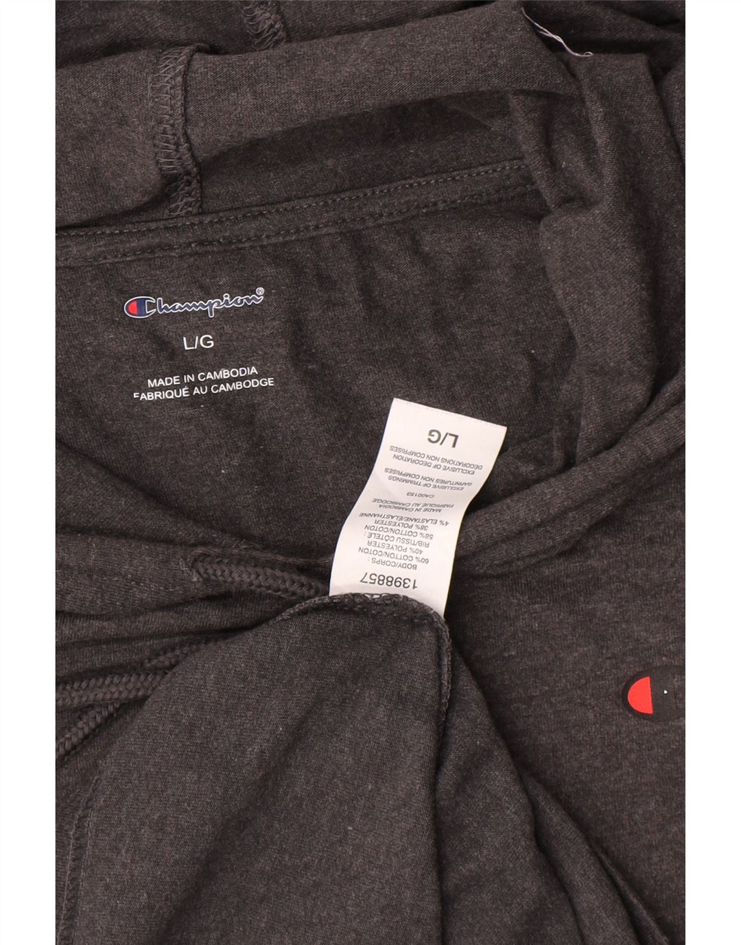 Champion Haut à capuche à manches longues pour homme en coton gris Taille L