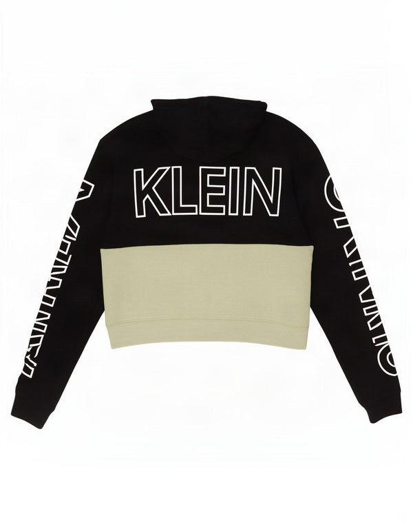 Calvin Klein Jeans Pull à capuche graphique surdimensionné pour femme UK 10 Petit Noir