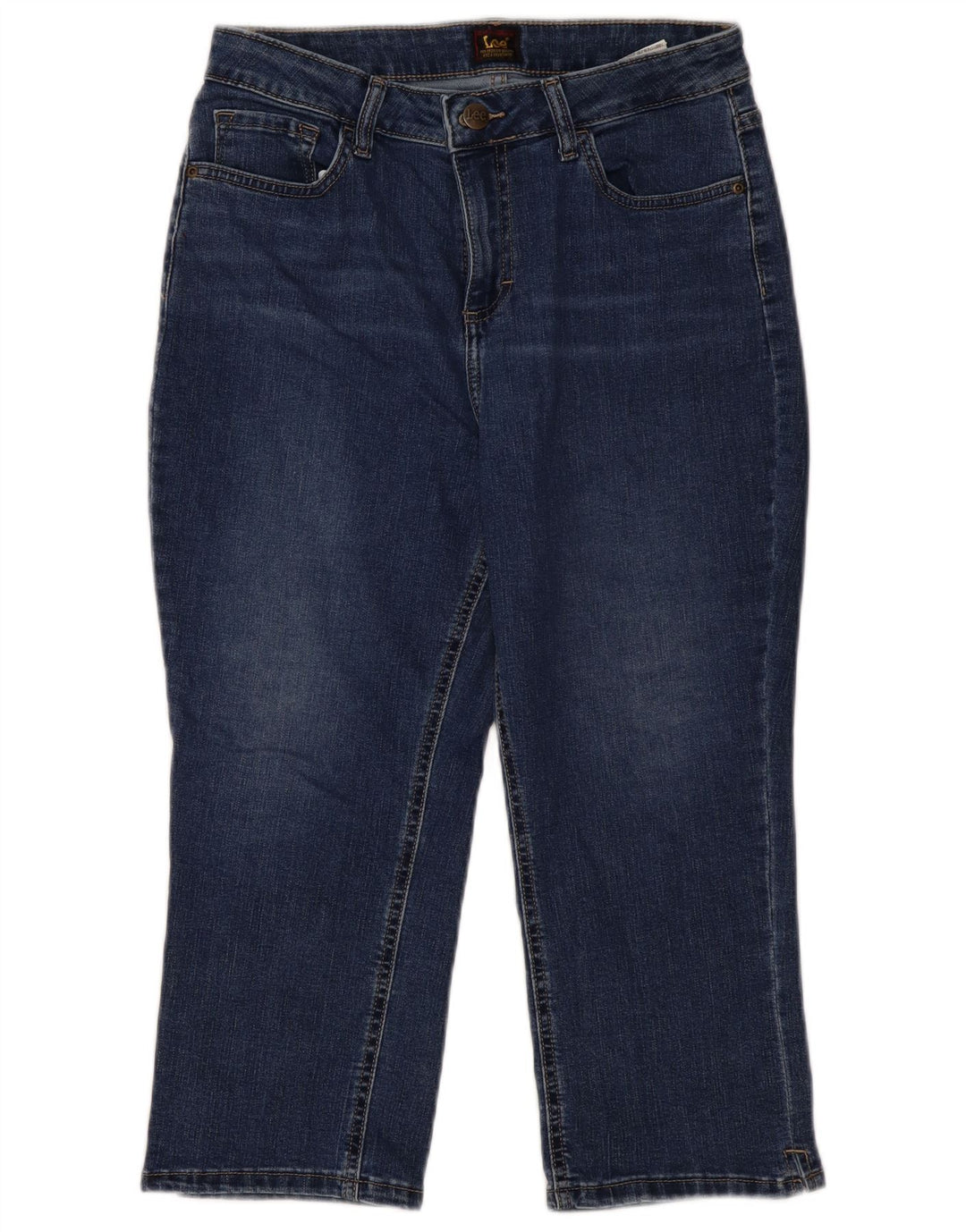 LEE Jean Capri Femme US 10 Large W30 L21 Bleu Coton