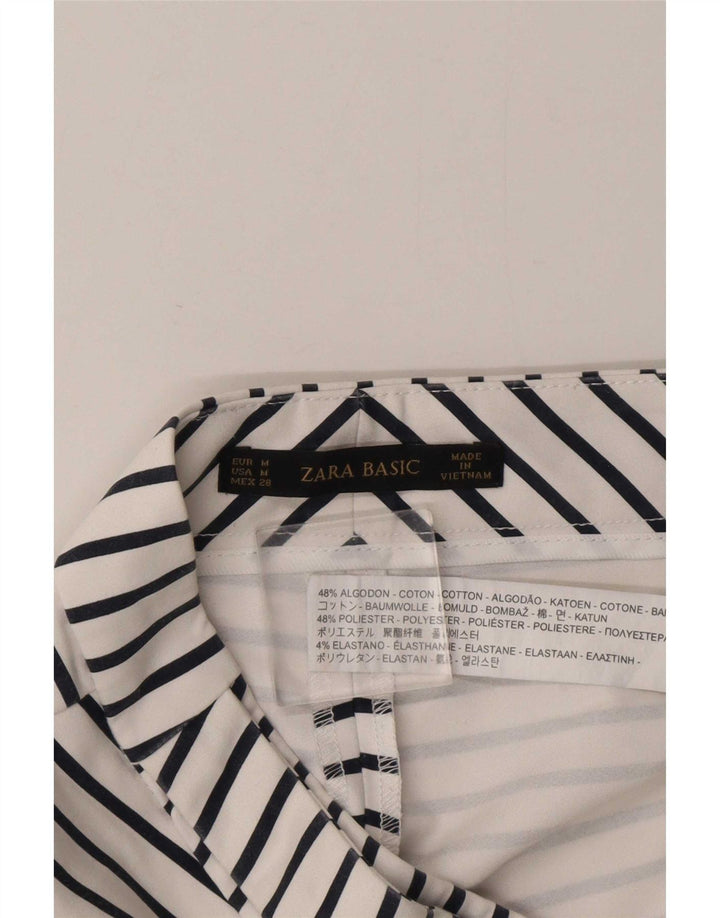 Zara Short décontracté pour femme moyen W28 en coton rayé blanc