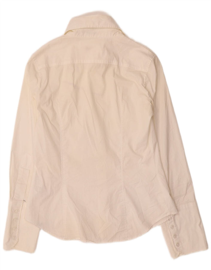 Benetton Chemise formelle pour femme UK 12 Coton blanc moyen