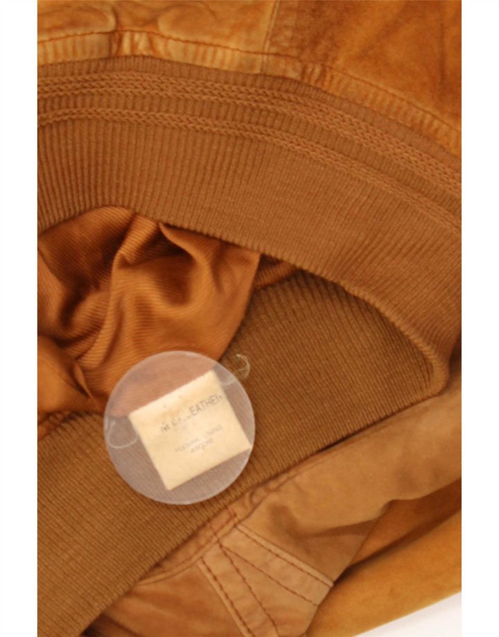 veste bomber en daim femme vintage UK 18 XL Marron