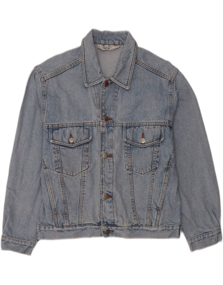 VINTAGE Veste en denim graphique pour homme UK 36/38 Petit coton bleu