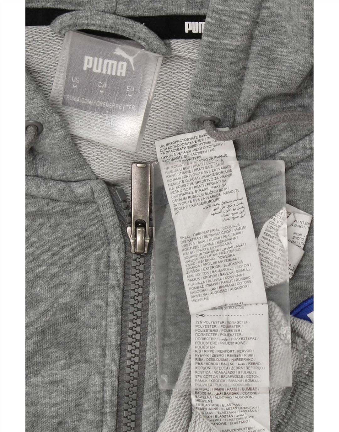 Puma Sweat à Capuche Graphic Zip Homme Gris Moyen Coton