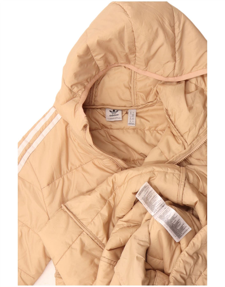 Adidas Manteau rembourré à capuche pour femme UK 10 Petit Polyester Beige