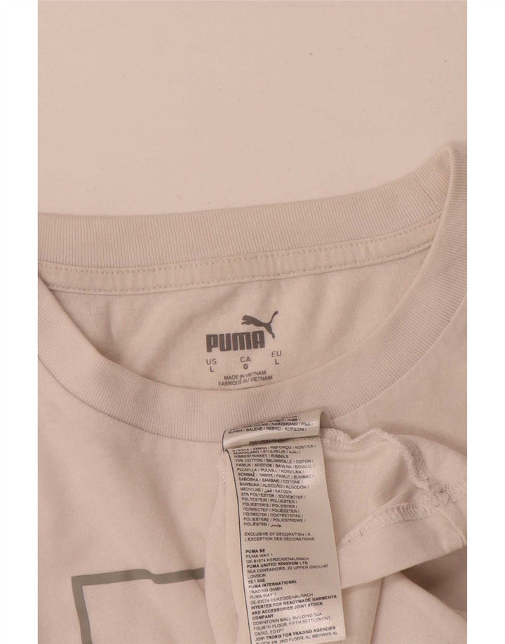 Puma T-shirt graphique pour hommes, grand, blanc, coton