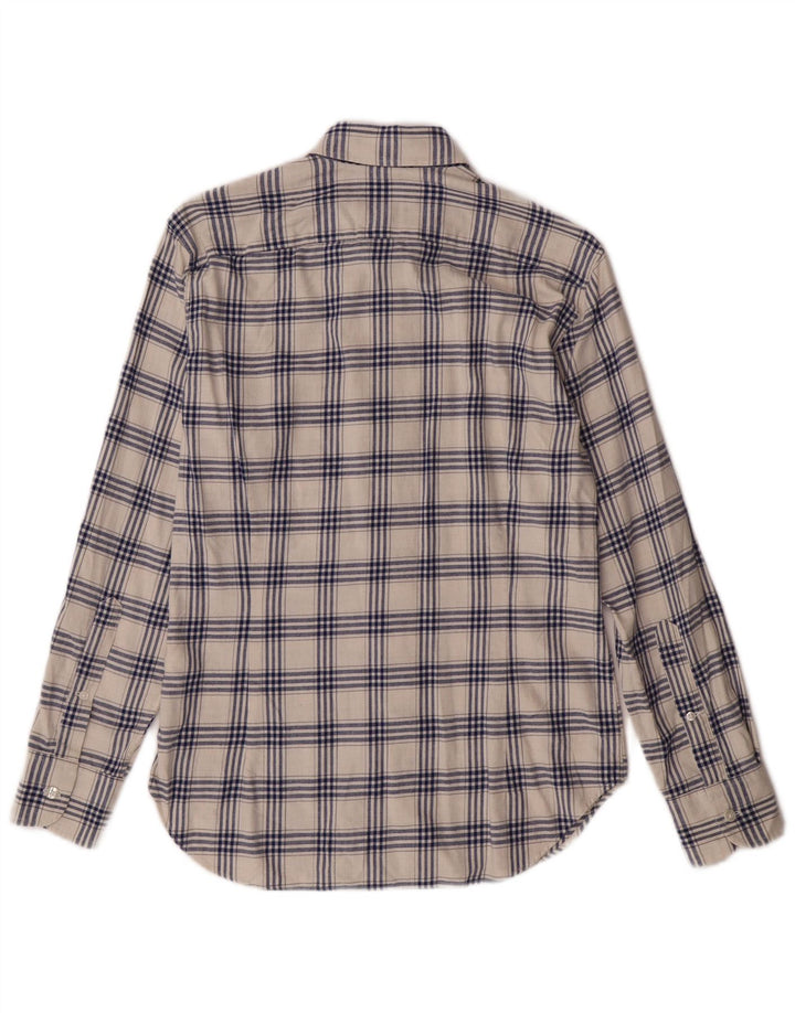 BONOBOS Chemise en flanelle pour homme, coupe ajustée, en coton à petits carreaux blancs