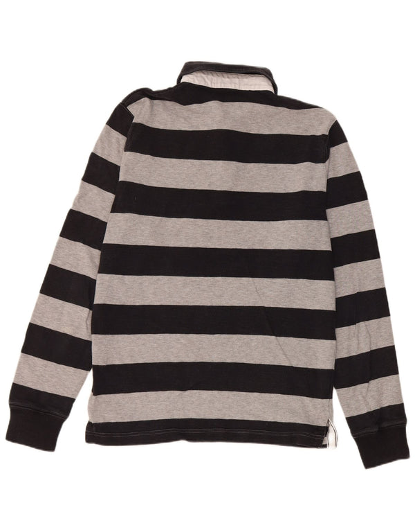 Gant Polo de rugby à manches longues pour homme en coton rayé noir moyen