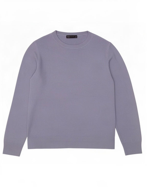 Marks & Spencer Pull ras du cou pour femme UK 14 Bleu moyen Acrylique