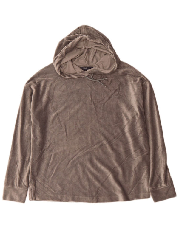 Marks & Spencer Pull à capuche surdimensionné en velours pour femme UK 8 Small Gris