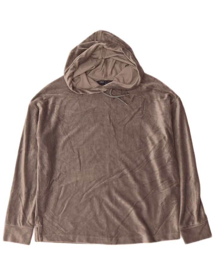 Marks & Spencer Pull à capuche surdimensionné en velours pour femme UK 8 Small Gris