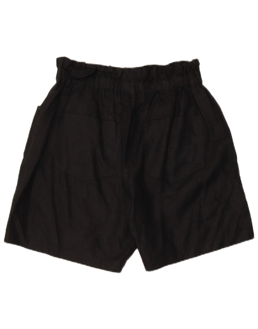 BENETTON Short décontracté taille haute pour femme UK 14 Large W32 Lin noir