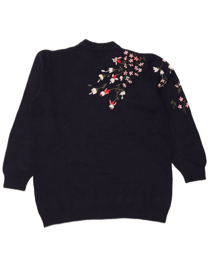ALTA MODA Pull à col rond pour femme UK 16 Grand Bleu marine Floral