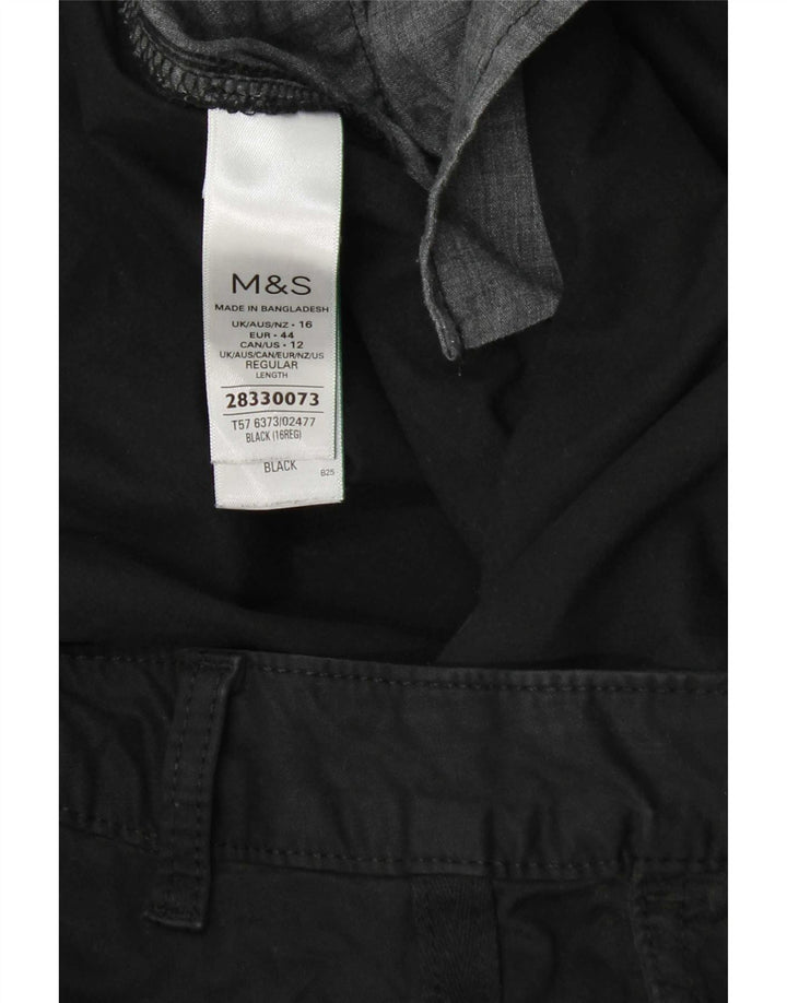 Marks & Spencer Pantalon Regular Femme UK 16 W38 L29 Coton Noir