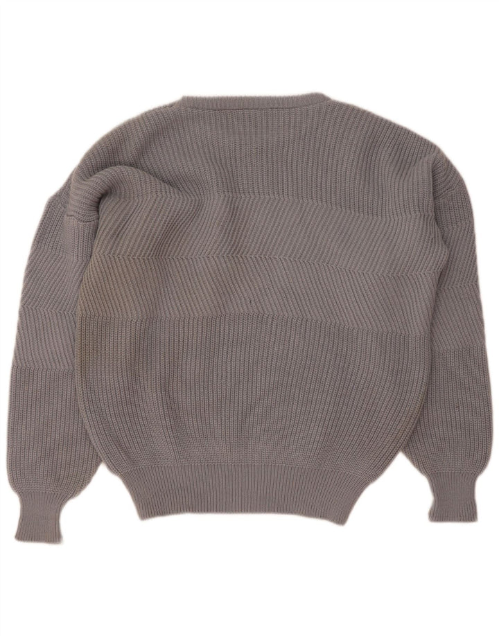 vintage Mens Crew Neck Jumper Pull IT 50/52 Grande laine grise